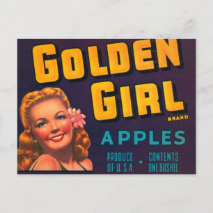 Golden Girl Brand Apples  reclame Briefkaart