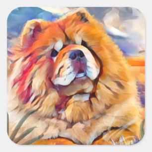 GOLDEN GIRL Chow vierkante stickers