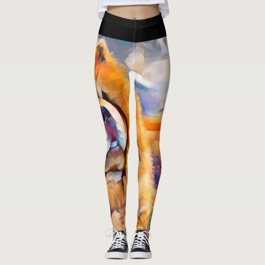 GOLDEN GIRL chow volledige patroon Leggings (Voorkant)