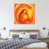 Golden Girl Holding Light Warm Protective Art Canvas Afdruk (Insitu (Slaapkamer))
