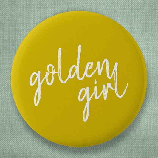 Golden Girl | Modern Gold Script Ronde Button 5,7 Cm