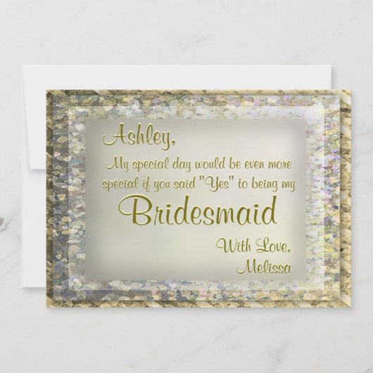 Golden Glam Bridesmaid Kaart (Voorkant)