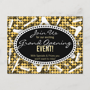Golden Glam Custom Hair Salon Event Briefkaart