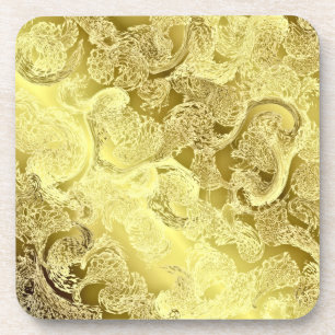 Golden glanzend patroon chic strepen fractal elega bier onderzetter