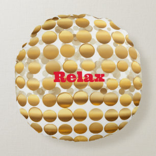 "Golden Gleam: Polka Dot Rond Sierkussen" Kussen