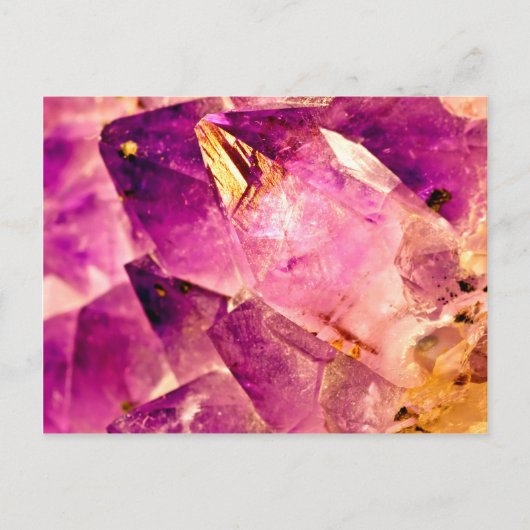Golden Gleaming Amethyst Crystal Briefkaart (Voorkant)