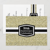 Golden Glitter 50ste Jubileum Kaart (Voorkant / Achterkant)