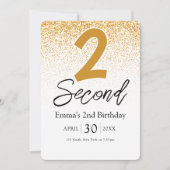golden glitter baby 2nd birthday invitations card (Devant)
