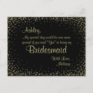 Golden Glitter - Ben je mijn Bridesmaid? Uitnodiging Briefkaart