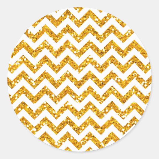 Golden Glitter Chevron Pattern Ronde Sticker (Voorkant)