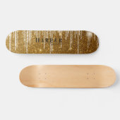 Golden Glitter Custom Name Skateboard (Horizontaal)