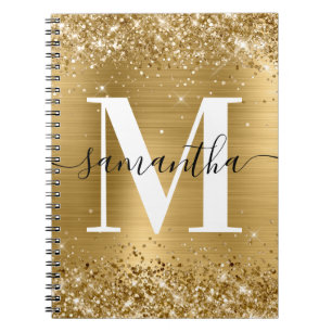 Golden Glitter Gold Foil Signature Monogram Notitieboek