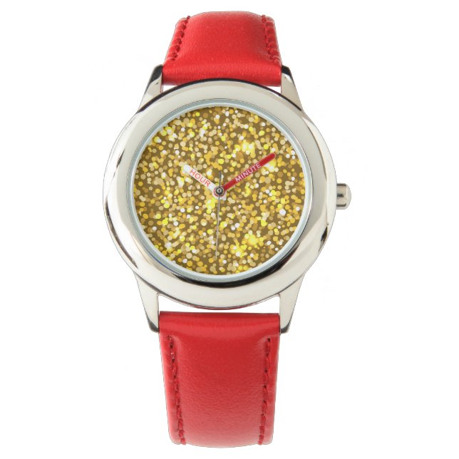 Golden glitter horloge (Voorkant)