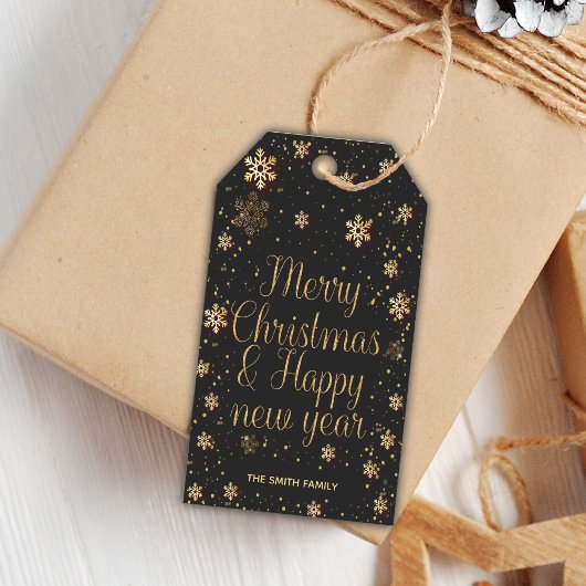 Golden Glitter-kerstcadeautags Cadeaulabel