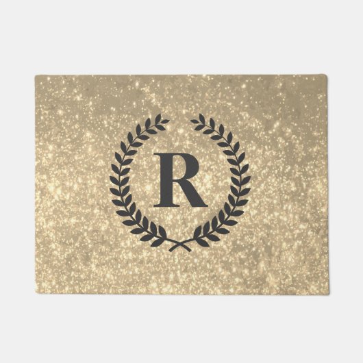 Golden glitter met monogram deurmat (Voorkant)