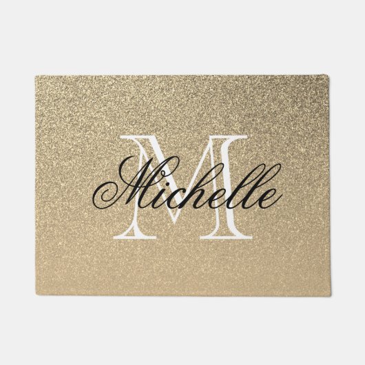 Golden Glitter Monogram Deurmat (Voorkant)