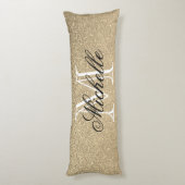 Golden Glitter Monogram Lichaamskussen (Achterkant (Verticaal))