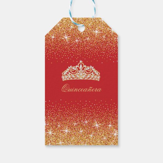 Golden Glitter, Quinceanera Cadeaulabel (Achterkant)