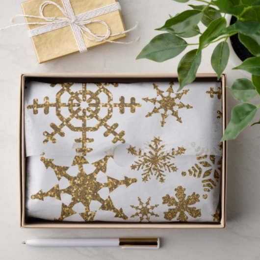 Golden Glitter Snowflakes kerspatroon Tissuepapier (Geschenk)