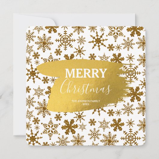 Golden Glitter Snowflakes kerstkaart (Voorkant)