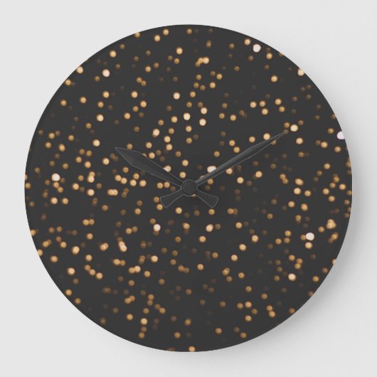 Golden Glitter Sparkles Large Clock Grote Klok (Voorkant)