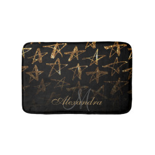 Golden Glitter Stars Badmat
