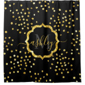 Golden Glitter Stippen Monogram Douchegordijn (Voorkant)