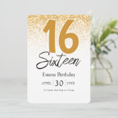 golden glitter sweet 16 birthday invitations card (Debout devant)