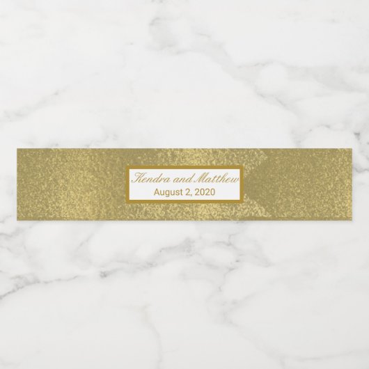 Golden Glitter Texture Waterfles Etiket (Enkel label)
