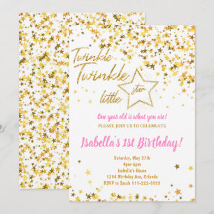 Golden Glitter Twinkle Little Star Verjaardag Uitn Kaart