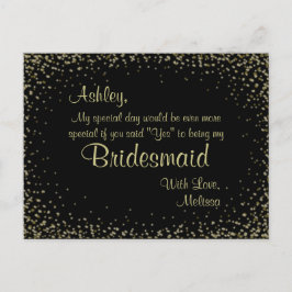 Golden Glitter - Wil jij mijn bruidsmeisje zijn? Uitnodiging Briefkaart