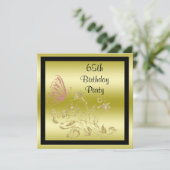 Golden Glitters & Sparkly Butterfly 65th Birthday Kaart (Staand voorkant)
