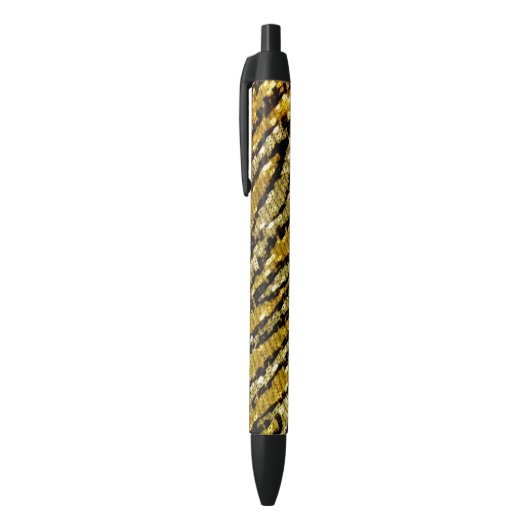 Golden Glitters Zebra Print Zwarte Inkt Pen (Top (Verticaal))