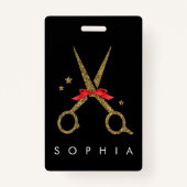 Golden glitterschaar - Haarstilnaam Badge (Voorkant)