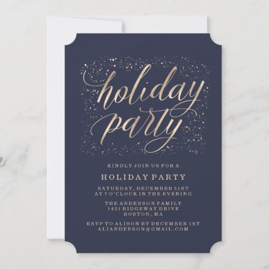 Golden Glitz | Invitation pour une soirée de fêtes (Devant)