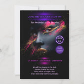 Golden gloed in de uitnodiging van de Dark Neon Pa (Voorkant)