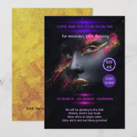 Golden gloed in de uitnodiging van de Dark Neon Pa
