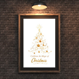 Golden Glow Christmas Tree Poster