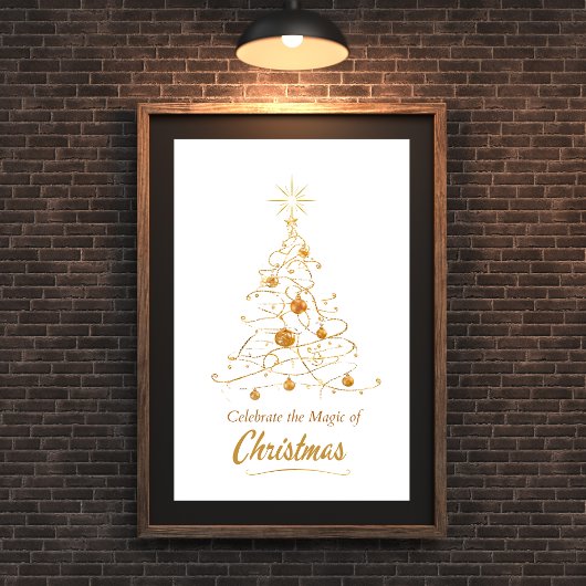 Golden Glow Christmas Tree Poster