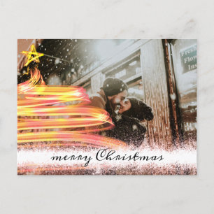 Golden Glow Tree Star Glitter Fotokerstmis Briefkaart