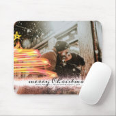 Golden Glow Tree Star Glitter-kerstfoto Muismat (Met muis)