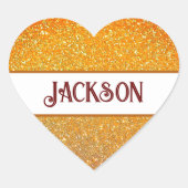Golden Glow Typografie Hart Sticker (Voorkant)