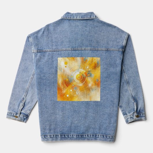 Golden Glow - Zongeïnspireerd Abstract Denim Jacket (Achterkant)