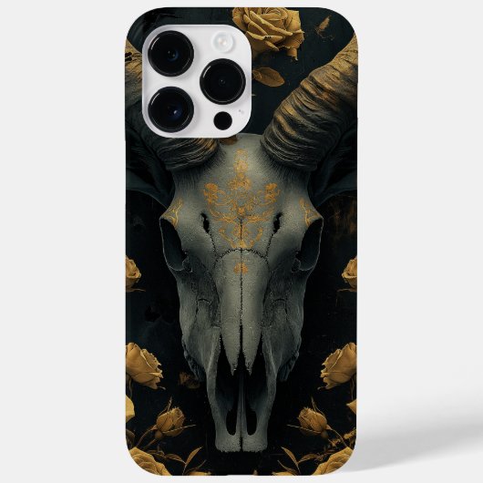 Golden Goat Skull and gold Roses Case-Mate iPhone Case (Achterkant)