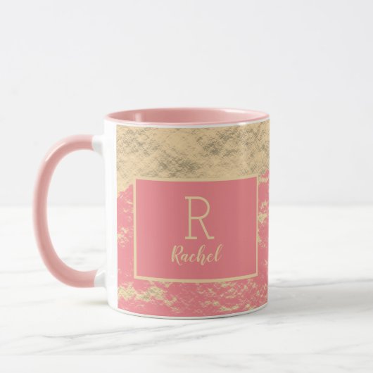 Golden Gold Pink Monogram Initialen Classy Mok (Links)