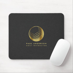 Golden Golf Ball Logo Elegant Golfer Monogram Muismat