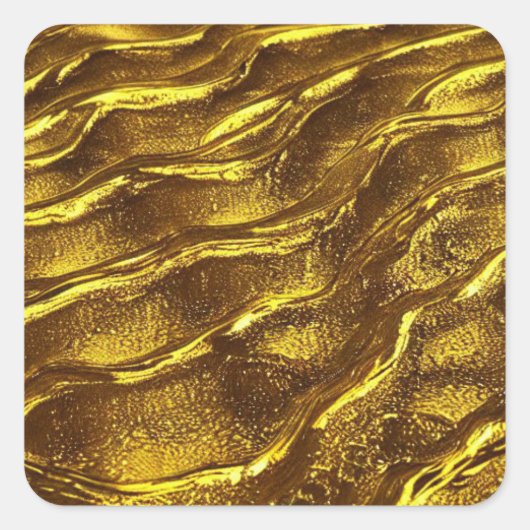 Golden golven vierkante sticker (Voorkant)