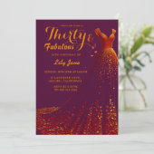 Golden Gown Glam 30th Birthday Invitation (Debout devant)