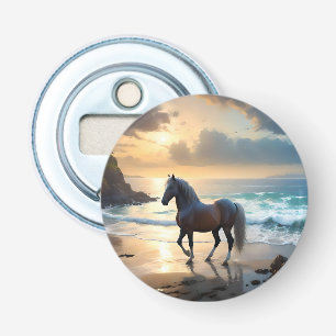 Golden Grace: een Palomino paard op de Sunset Shor Button Flesopener