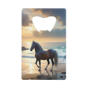 Golden Grace: een Palomino paard op de Sunset Shor Kredietkaart Flessenopener